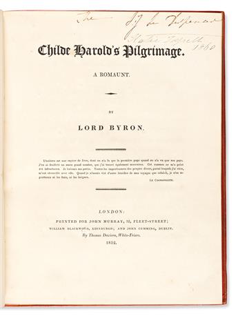 BYRON, LORD GEORGE GORDON NOEL. Childe Harolds Pilgrimage. [Cantos I and II].